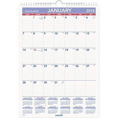 AT-A-GLANCE - 12 Sheet, 12 x 17", Erasable Wall Calendar - White - Best Tool & Supply