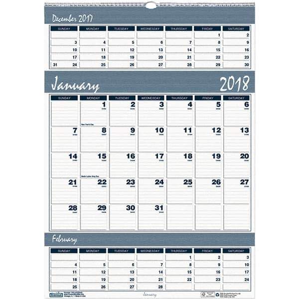 House of Doolittle - 12 Sheet, 12 x 17", Wall Calendar - Blue & Gray - Best Tool & Supply