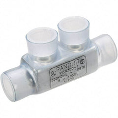 Panduit - 10 to 8 AWG Compatible, Vinyl Partially Insulated, Crimp-On Butt Splice Terminal - Aluminum Contacts, 2.38" OAL, Clear - Best Tool & Supply