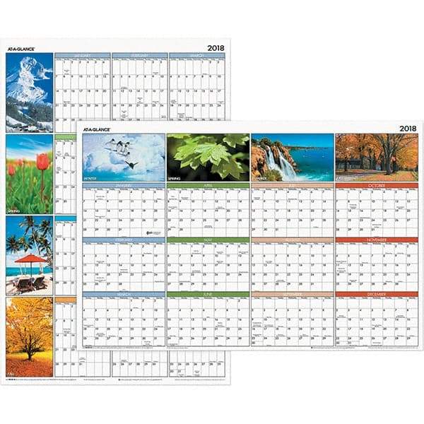 AT-A-GLANCE - 1 Sheet, 24 x 36", Erasable Wall Calendar - Seasons in Bloom - Best Tool & Supply