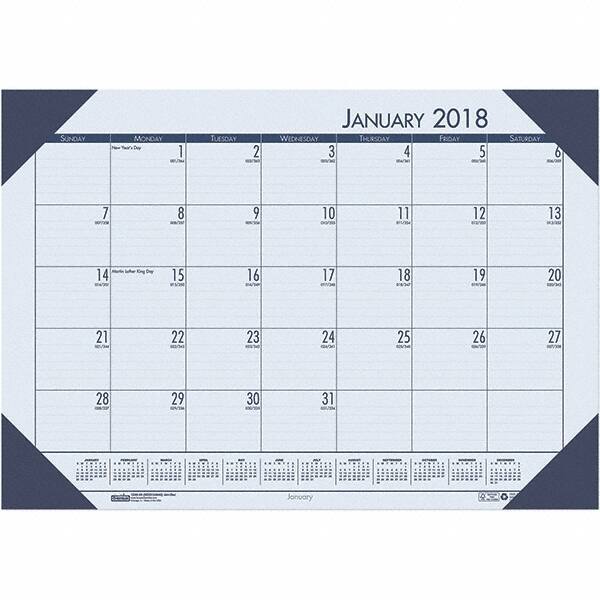 House of Doolittle - 12 Sheet, 22 x 17", Desk Pad Calendar - Ocean Blue - Best Tool & Supply