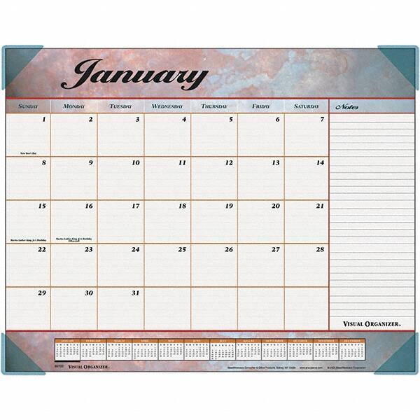 AT-A-GLANCE - 12 Sheet, 22 x 17", Desk Pad Calendar - Marble Burgundy - Best Tool & Supply