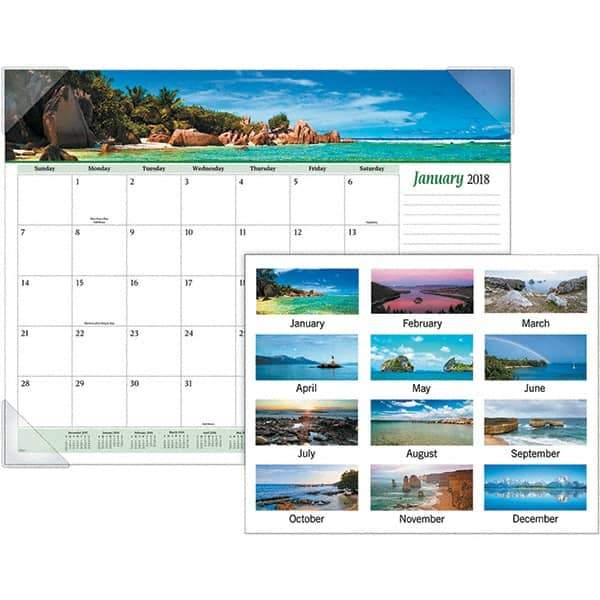 AT-A-GLANCE - 12 Sheet, 22 x 17", Desk Pad Calendar - Seascapes - Best Tool & Supply