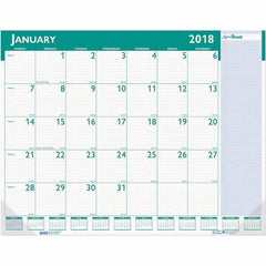 House of Doolittle - 12 Sheet, 22 x 17", Desk Pad Calendar - White & Teal - Best Tool & Supply