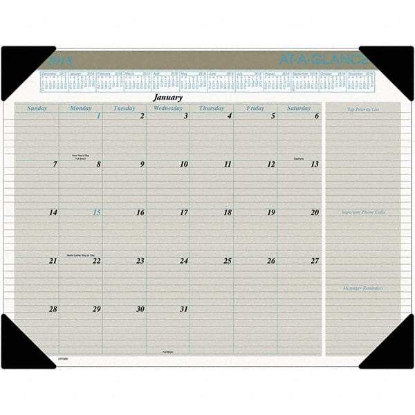 AT-A-GLANCE - 12 Sheet, 22 x 17", Desk Pad Calendar - Buff - Best Tool & Supply