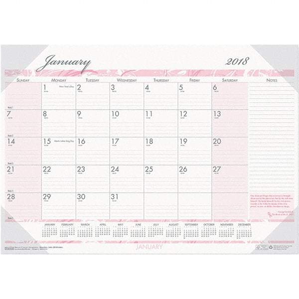 House of Doolittle - 12 Sheet, 18-1/2 x 13", Desk Pad Calendar - Pink & Gray - Best Tool & Supply