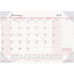 House of Doolittle - 12 Sheet, 18-1/2 x 13", Desk Pad Calendar - Pink & Gray - Best Tool & Supply