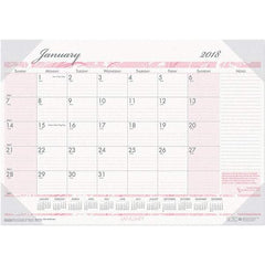 House of Doolittle - 12 Sheet, 22 x 17", Desk Pad Calendar - Pink & Gray - Best Tool & Supply