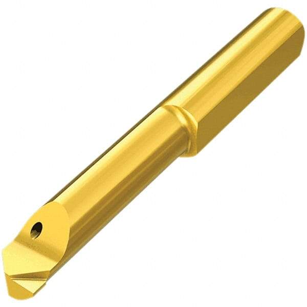 Iscar - 1.5mm Min Bore Diam, 0.15mm Max Bore Depth, 4mm Shank Diam, Corner Radius & Profile Boring Bar - 0.001" Corner Radius, Left Hand Cut, Solid Carbide, TiCrVN Finish - Exact Industrial Supply