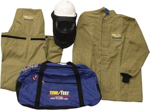 Stanco Safety Products - Size L, 4 HRC, 11 oz Arc Flash Clothing Kit - 44 cal per Sq cm, Face Shield & Hard Hat Protection, 35" Coat & Bib Overalls, Includes Gear Bag - Best Tool & Supply