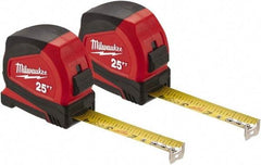 Milwaukee Tool - 25' x 1" Steel Blade Tape Measure - 1/16" Graduation, Red/Black Case - Best Tool & Supply