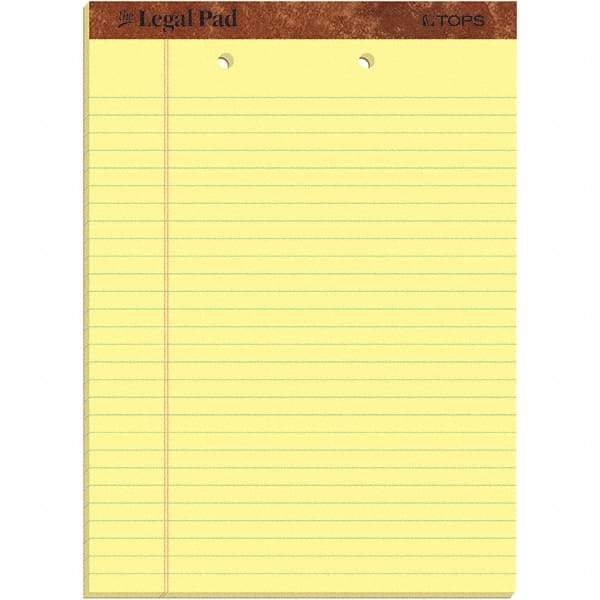 TOPS - 50 Sheet, 8-1/2 x 11-3/4", Legal/Wide (Style) Legal Pad - Canary - Best Tool & Supply