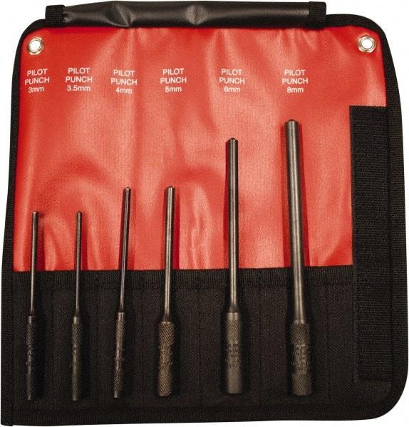 Mayhew - 6 Piece, 3 to 8mm, Pin & Pilot Punch Set - Hex Shank, Steel, Comes in Kit Bag - Best Tool & Supply