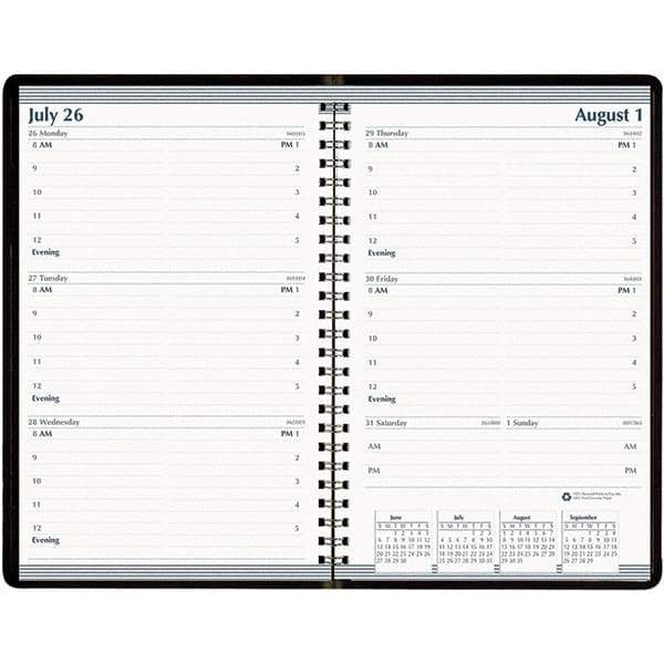 House of Doolittle - 104 Sheet, 5 x 8", Weekly Appointment Book - Black - Best Tool & Supply