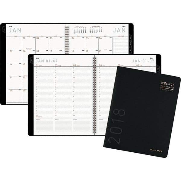 AT-A-GLANCE - 160 Sheet, 8-1/4 x 10-7/8", Weekly/Monthly Planner - Black - Best Tool & Supply