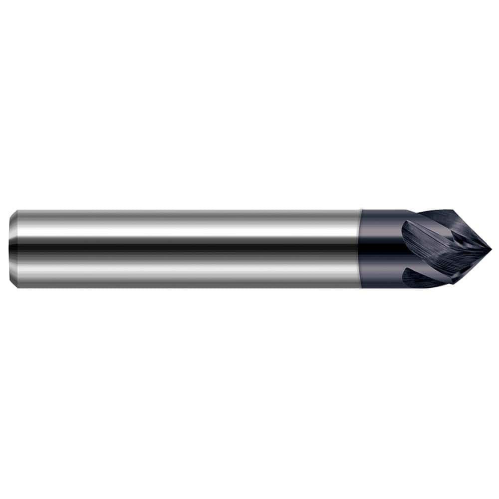 Chamfer Mill: 0.25″ Dia, 4 Flutes, Solid Carbide 4″ OAL, 1″ Shank Dia, AlTiN Coated