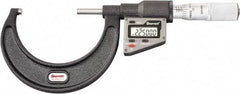 Starrett - 50.8 to 76 mm Range, 0.0001" Resolution, Standard Throat, Electronic Outside Micrometer - 0.0001" Accuracy, Friction Thimble, Micro Lapped Carbide Face, CR2450 Battery, Includes 3V Battery - Best Tool & Supply