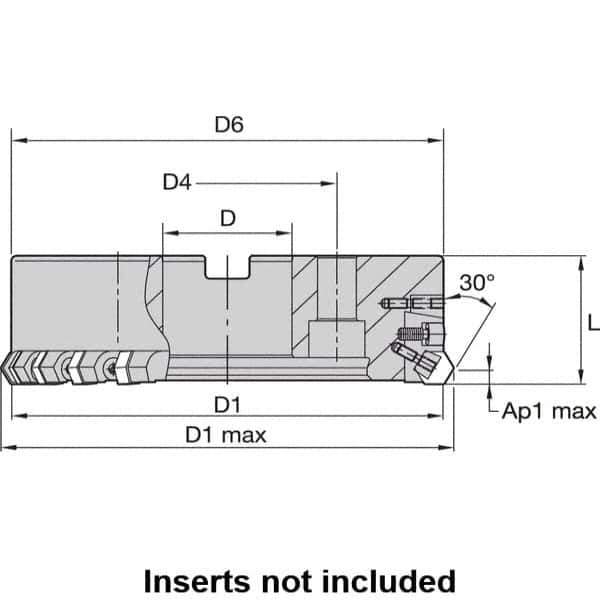 Kennametal - 6" Cut Diam, 2" Arbor Hole, 8mm Max Depth of Cut, 30° Indexable Chamfer & Angle Face Mill - 20 Inserts, HNGX 0905... Insert, Right Hand Cut, 20 Flutes, Series HexaCut - Best Tool & Supply