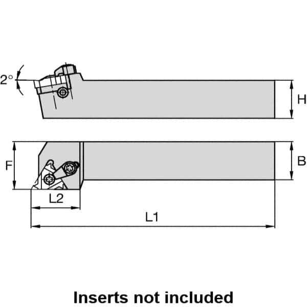 Kennametal - External Thread, Right Hand Cut, 32mm Shank Width x 32mm Shank Height Indexable Threading Toolholder - 170mm OAL, LT 22ER Insert Compatibility, LSS Toolholder, Series LT Threading - Best Tool & Supply