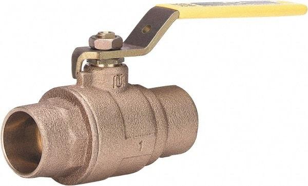 Milwaukee Valve - 1" Pipe, Large Port, Bronze Standard Ball Valve - 2 Piece, Solder Ends, Lever Handle, 600 WOG, 150 WSP - Best Tool & Supply