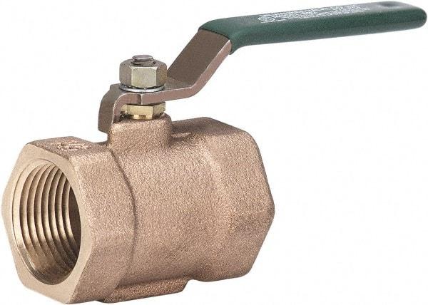 Milwaukee Valve - 1" Pipe, Full Port, Bronze Full Port Ball Valve - Bi-Directional, Threaded (NPT) Ends, Lever Handle, 175 WOG - Best Tool & Supply