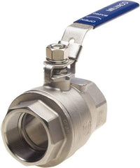 Milwaukee Valve - 2" Pipe, Full Port, Stainless Steel Standard Ball Valve - 2 Piece, Threaded (NPT) Ends, Locking Lever Handle, 1,000 WOG, 150 WSP - Best Tool & Supply