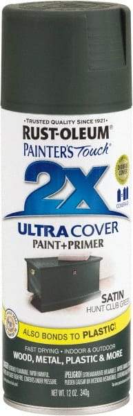 Rust-Oleum - Hunt Club Green, Satin, Enamel Spray Paint - 8 Sq Ft per Can, 12 oz Container, Use on Multipurpose - Best Tool & Supply