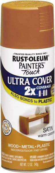 Rust-Oleum - Warm Caramel, Satin, Enamel Spray Paint - 8 Sq Ft per Can, 12 oz Container, Use on Multipurpose - Best Tool & Supply