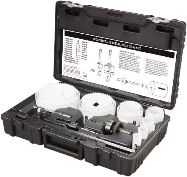 Disston - 20 Piece, 3/4" to 4-1/2" Saw Diam, Industrial Hole Saw Kit - Bi-Metal, Toothed Edge, Pilot Drill Model No. E0102457, Includes 15 Hole Saws - Best Tool & Supply