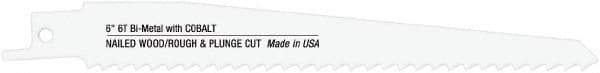 Disston - 6" Long x 3/4" Thick, Bi-Metal Reciprocating Saw Blade - Straight Profile, 14 TPI, Toothed Edge, Universal Shank - Best Tool & Supply