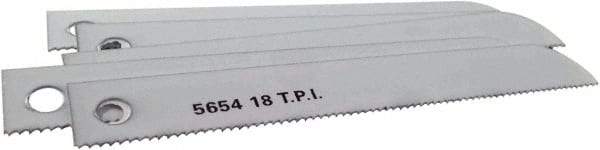 Disston - 4" Long x 1/2" Thick, Bi-Metal Reciprocating Saw Blade - Straight Profile, 18 TPI, Toothed Edge, Universal Shank - Best Tool & Supply