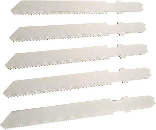 Disston - 5 Piece, 3" to 3" Long, 10-14 to 24 Teeth per Inch, Bi-Metal Jig Saw Blade Set - Toothed Edge, U-Shank - Best Tool & Supply