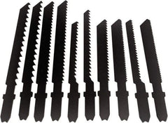 Disston - 10 Piece, 2-3/4" to 3-1/2" Long, 6 to 14 Teeth per Inch, High Speed Steel and Carbon Jig Saw Blade Set - Toothed Edge, U-Shank - Best Tool & Supply