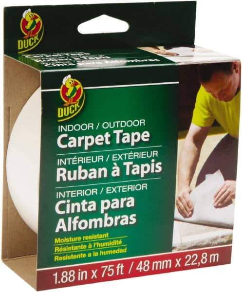 Duck - 1.88" x 25 Yd Rubber Adhesive Double Sided Tape - 6 mil Thick, White, Rubber Liner, Series DUC442062 - Best Tool & Supply