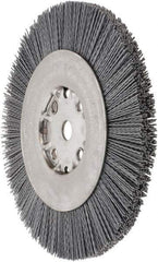 Weiler - 8" OD, 5/8" Arbor Hole, Crimped Nylon Wheel Brush - 7/8" Face Width, 1-1/2" Trim Length, 0.035" Filament Diam, 4,500 RPM - Best Tool & Supply