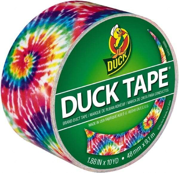 Duck - 1-7/8" x 10 Yds Tie Dye Duct Tape - 9 mil, Rubber Adhesive, Vinyl Backing, 22 Lb/ln Tensile Strength, Series DUC - Best Tool & Supply