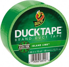 Duck - 1-7/8" x 15 Yds Green Duct Tape - 9 mil, Rubber Adhesive, Vinyl Backing, 22 Lb/ln Tensile Strength, Series DUC - Best Tool & Supply