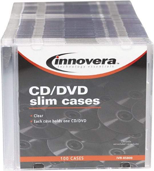 innovera - 1 Compartment, 4-7/8 Inch Wide x 1/4 Inch Deep x 5-5/8 Inch High, CD/DVD Storage Case - Polystyrene, Clear - Best Tool & Supply