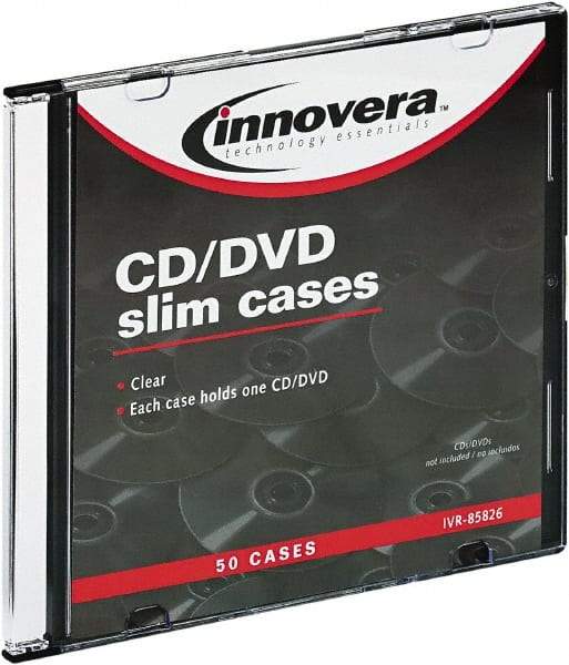 innovera - 1 Compartment, 4-7/8 Inch Wide x 1/4 Inch Deep x 5-5/8 Inch High, CD/DVD Storage Case - Polystyrene, Clear - Best Tool & Supply