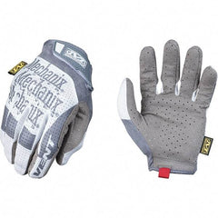 Mechanix Wear - Size XL Work Gloves - For Mechanic's & Lifting, Uncoated, Hook & Loop Cuff, Full Fingered, Gray/White, Paired - Best Tool & Supply