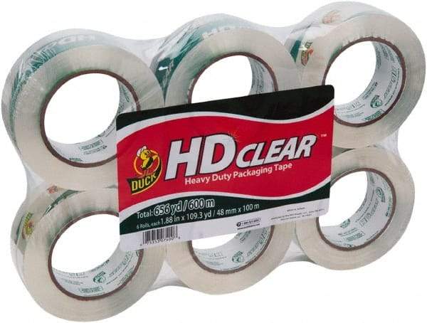 Duck - 1-7/8" x 110 Yd Clear Acrylic Adhesive Packaging Tape - Polypropylene Film Backing, 2.6 mil Thick, 31 Lb Tensile Strength, Series DUC - Best Tool & Supply