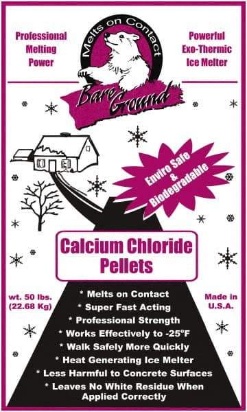 Bare Ground Solutions - 50 Lb Bag Calcium Chloride Pellets - Effective to -20°F - Best Tool & Supply