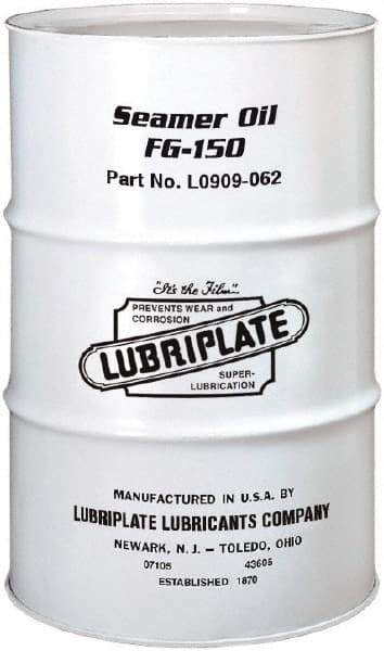 Lubriplate - 55 Gal Drum Mineral Seamer Oil - SAE 40, ISO 150, 109 cSt at 40°C & 12 cSt at 100°C, Food Grade - Best Tool & Supply