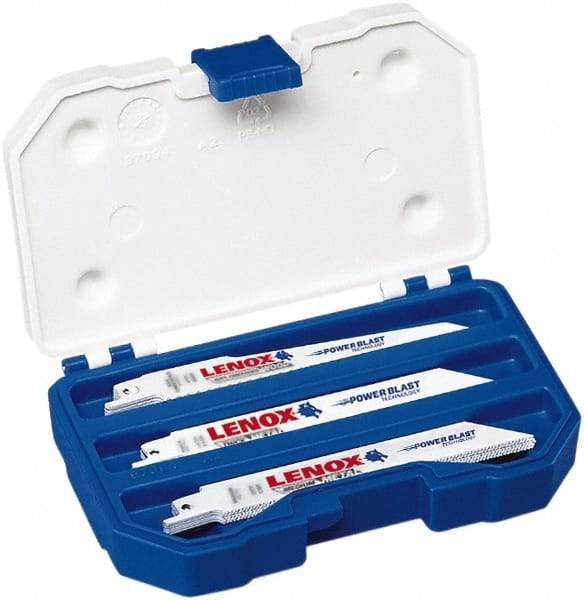 Lenox - 15 Piece, 6" Long x 0.04" to 0.05" Thick, Bi-Metal Reciprocating Saw Blade Set - Straight Profile, 6 to 18 Teeth per Inch, Toothed Edge - Best Tool & Supply