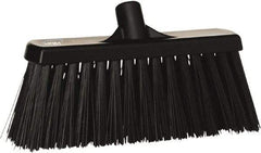 Vikan - 12" Heavy Duty Synthetic Push Broom - 3-1/2" Bristle Length, Plastic Block, European Threaded Handle Connection - Best Tool & Supply