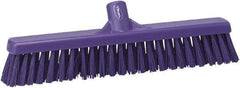 Vikan - 16" Fine Particle Synthetic Push Broom - 2" Bristle Length, Plastic Block, European Threaded Handle Connection - Best Tool & Supply