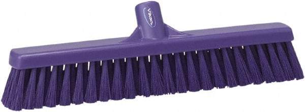 Vikan - 16" Fine Particle Synthetic Push Broom - 2" Bristle Length, Plastic Block, European Threaded Handle Connection - Best Tool & Supply