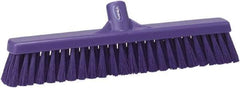 Vikan - 16" Fine Particle Synthetic Push Broom - 2" Bristle Length, Plastic Block, European Threaded Handle Connection - Best Tool & Supply