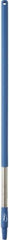 Vikan - 39-1/2 x 1-1/4" Stainless Steel Squeegee Handle - European Threaded Connection, Blue - Best Tool & Supply