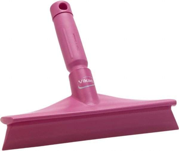 Vikan - 9.84" Rubber Blade Bench Squeegee - Single Edge, Pink, Plastic Holder - Best Tool & Supply